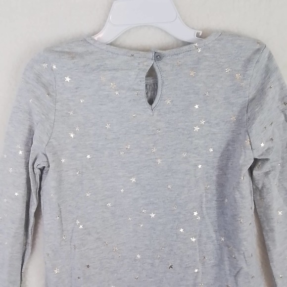 OshKosh Long Sleeve Cotton Top Tee Size 4 Gray w/ Gold Stars - Picture 7 of 12